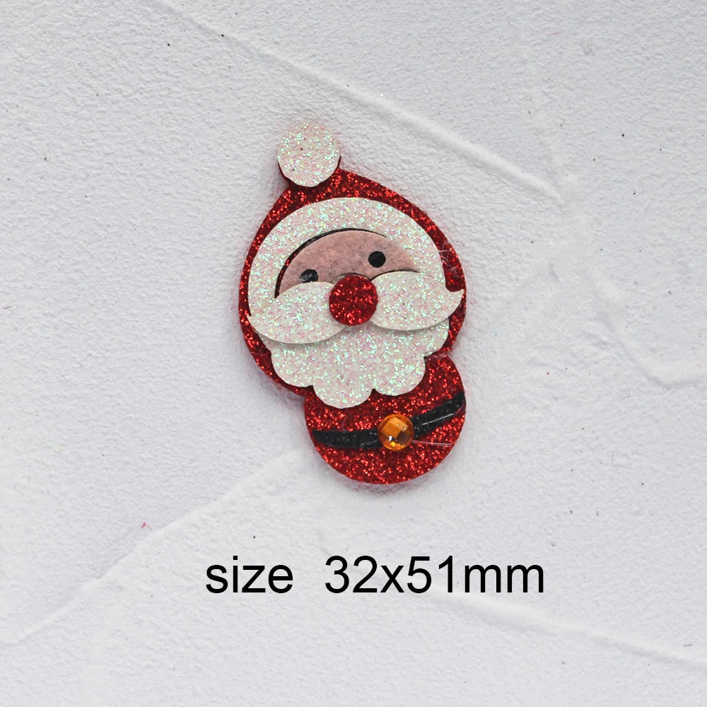 10pcs Glitter Padded Applique Reindeer with Red Nose  for DIY Christmas Hair Clips Bow Accessories Felts Supply Party Decor