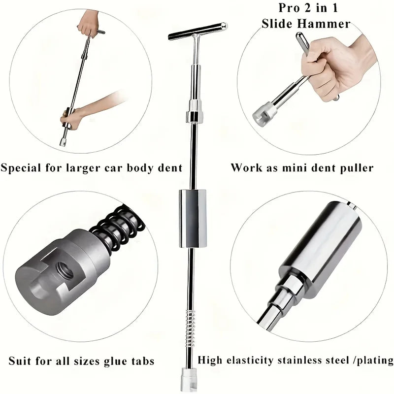 Paintless Dent Removal Tool Kit – Slide Hammer, T-Bar Puller & Suction Cups for Car Body Repair
