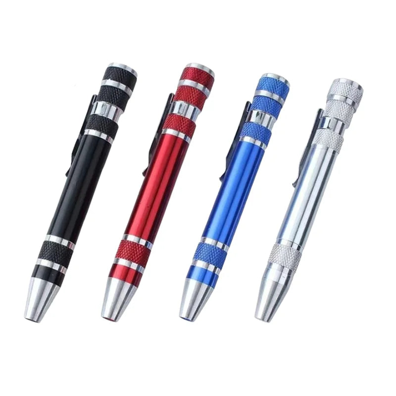 Portable 8 In 1 Aluminum Alloy Screwdriver Pen - Changeable Magnetic Bits For Easy Repairs & Disassembly Repair Tools