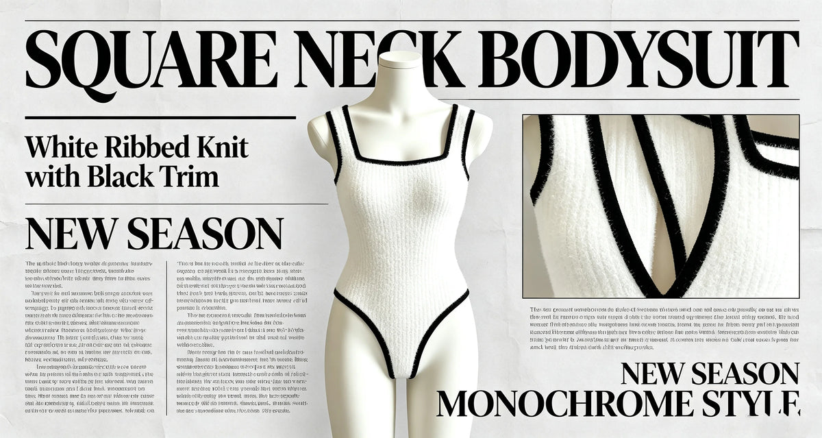 Women's ribbed square neck bodysuit set — view 13 of 20