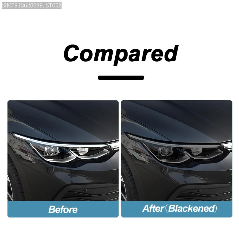 2Pcs Headlight Protective Film – Smoked Black Tint TPU Wrap Compatible with Volkswagen Golf 8 MK8 2020 2021