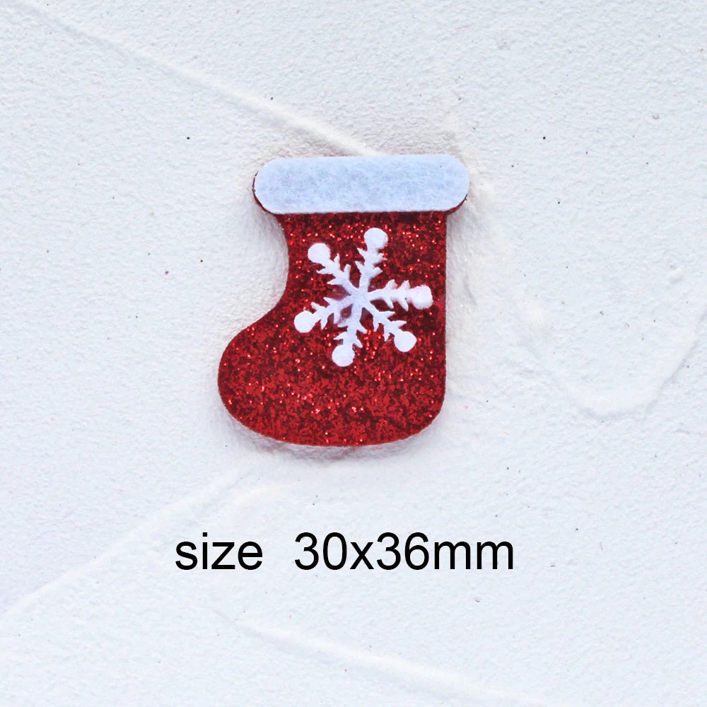 10pcs Glitter Padded Applique Reindeer with Red Nose  for DIY Christmas Hair Clips Bow Accessories Felts Supply Party Decor