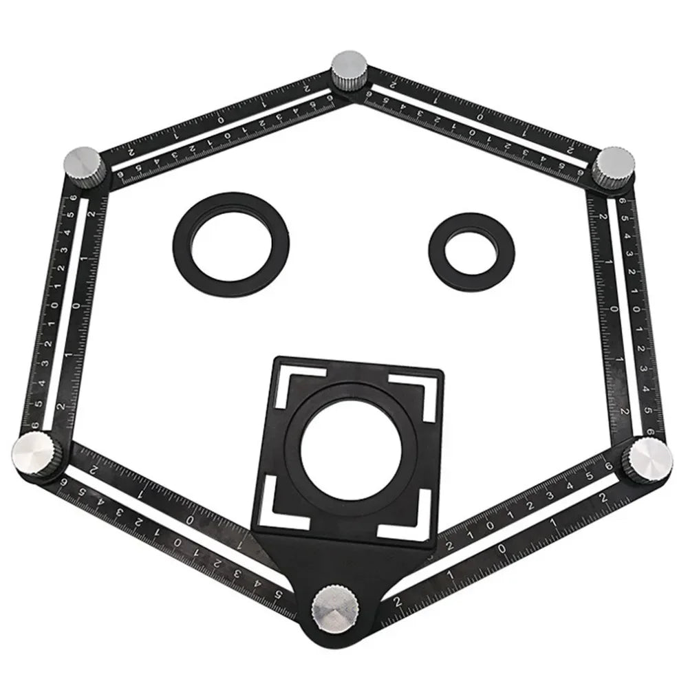 6-Fold Angle Measuring Ruler, Aluminium Tile Drilling Template