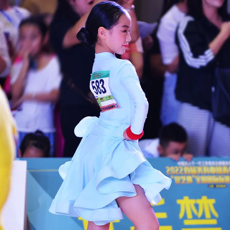 Girls long-sleeve Latin competition dress