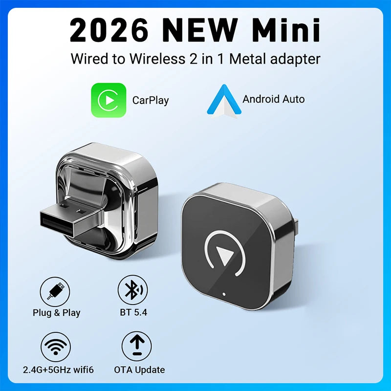 Super Mini CarPlay AI Box — Wired to Wireless CarPlay & Android Auto, 5GHz WiFi, Plug and Play