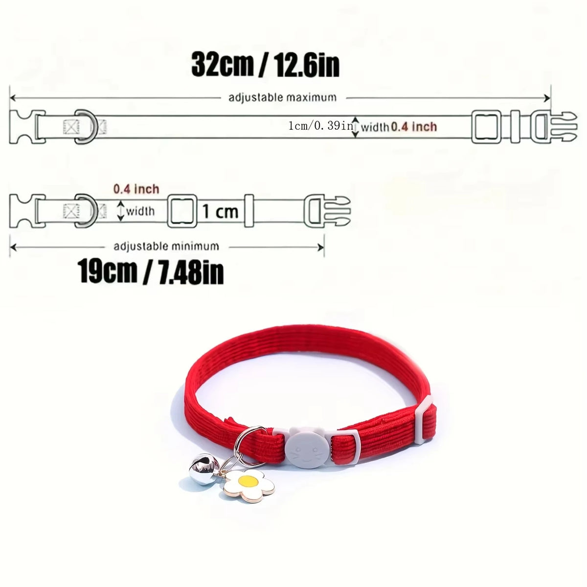 Adjustable Cat Collar with Bell - Flower Charm Safety Collar – photo 2