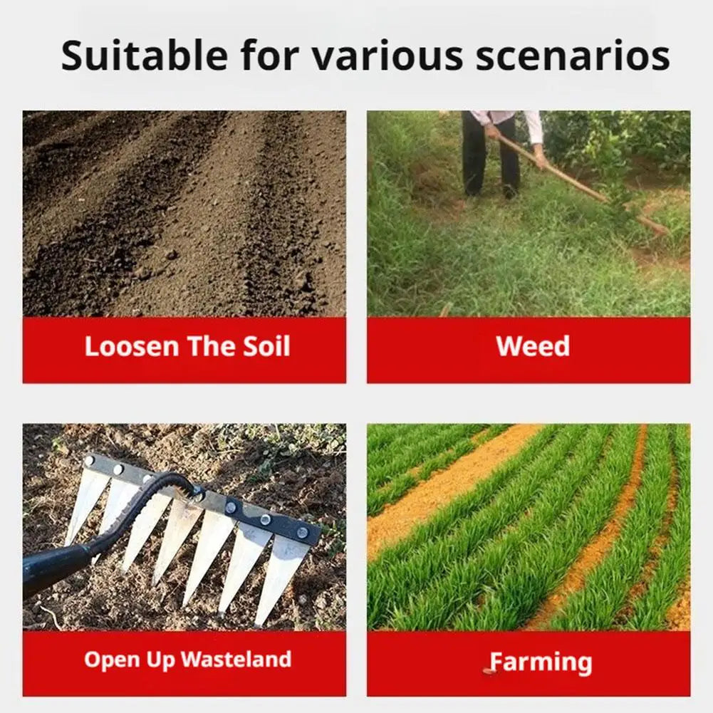 5/6/7/8 Garden Hoe Weeding Tool Digging Wild Vegetables Weeding Loosening Soil Agricultural Farm Tools Menggang Rake Accessories
