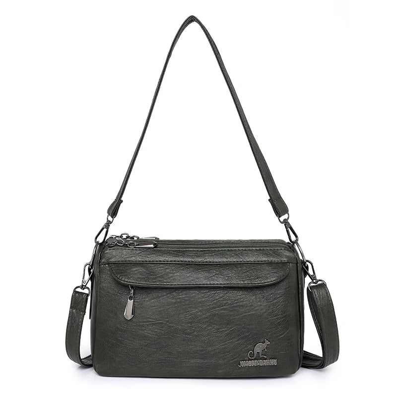 Women's Vintage Faux Leather Crossbody Bag - Zip Shoulder Purse - photo 7