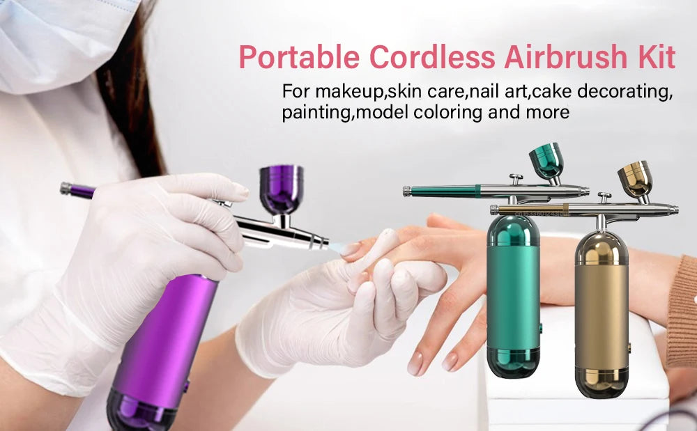 Portable Airbrush Nail With Compressor Airbrush Rechargeable Wireless Handheld Spary Gun for Nails Art Painting Craft