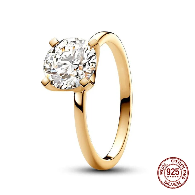 New in 925 Sterling Silver Sun and Moon Love Princess Zircon Oxide Enamel Heart Love Rings Fashion Fine Jewelry For Women Gifts