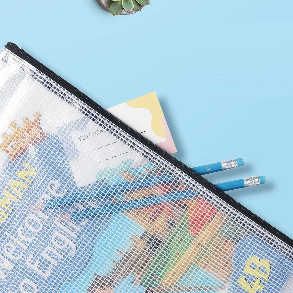 10Pcs Document Bag A5 A6 Plastic Zip File Folders Waterproof Document Organizer for  Office Supplies Travel Storage Bags