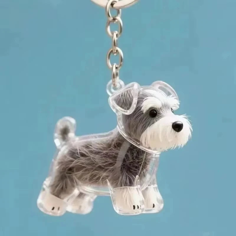 Lovely Dog Hair Storage Keychain Pendant for Bags, Couples Car Keys, Unique Jewelry Souvenir Gift Decoration Accessories Set