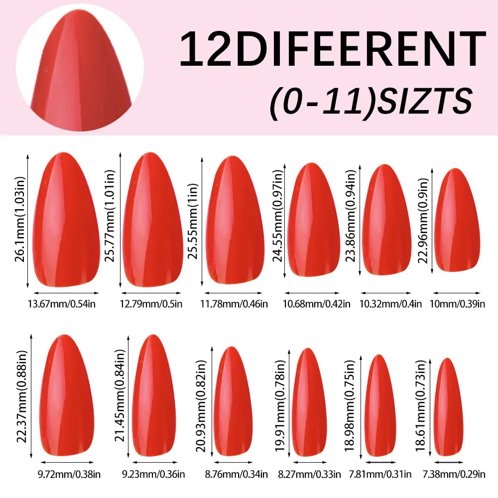 120Pcs Christmas Red Press On Nails Mid-length Almond Fake Nails Full Cover Detachable False Nail Tips For Women Halloween Wear