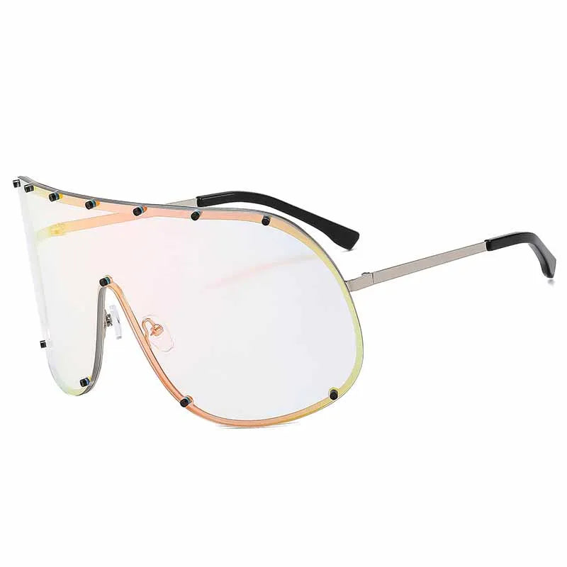Oversized Rimless Shield Sunglasses for Women — Y2K UV400