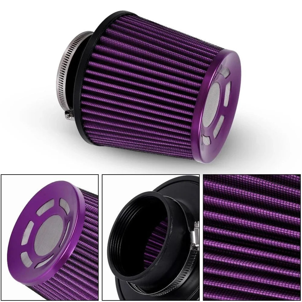 3 Inch Universal Car Air Filters High Flow Inlet Cold Air Intake Cone Replacement Dry Air Filter Mesh Cone Engine Protector