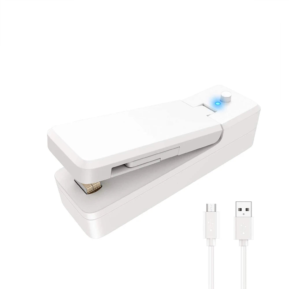 USB Mini Bag Sealer 2-in-1 Portable Heat Sealers Rechargeable Handheld Vacuum Heat Sealers &Cutter for Plastic Bag Storage Food