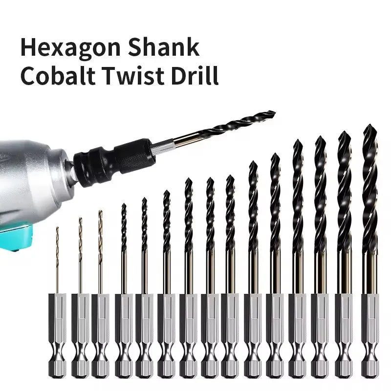 1.5-7.5mm Hex Shank Twist Drill Bit Wood Metal Hole Cutter Core Drilling Tool Cobalt Carbide Tip Flat Drill Bits HSS