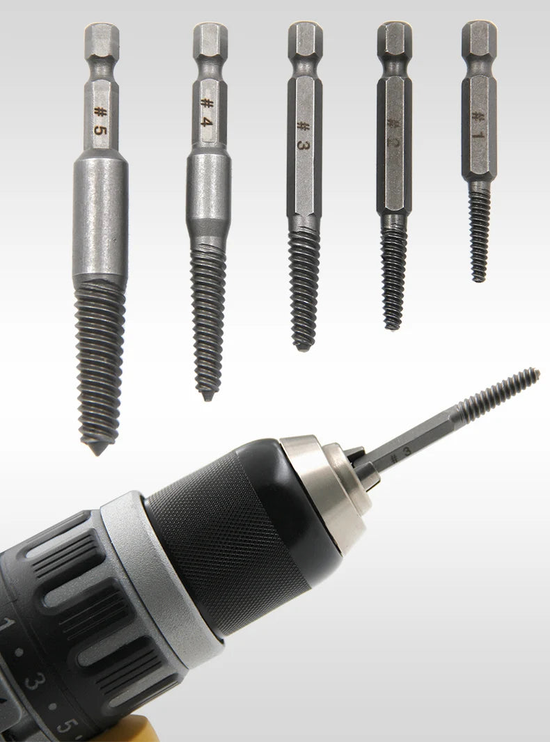 10 Pc Broken Screw Extractor Set, Hex Shank Bolt Remover