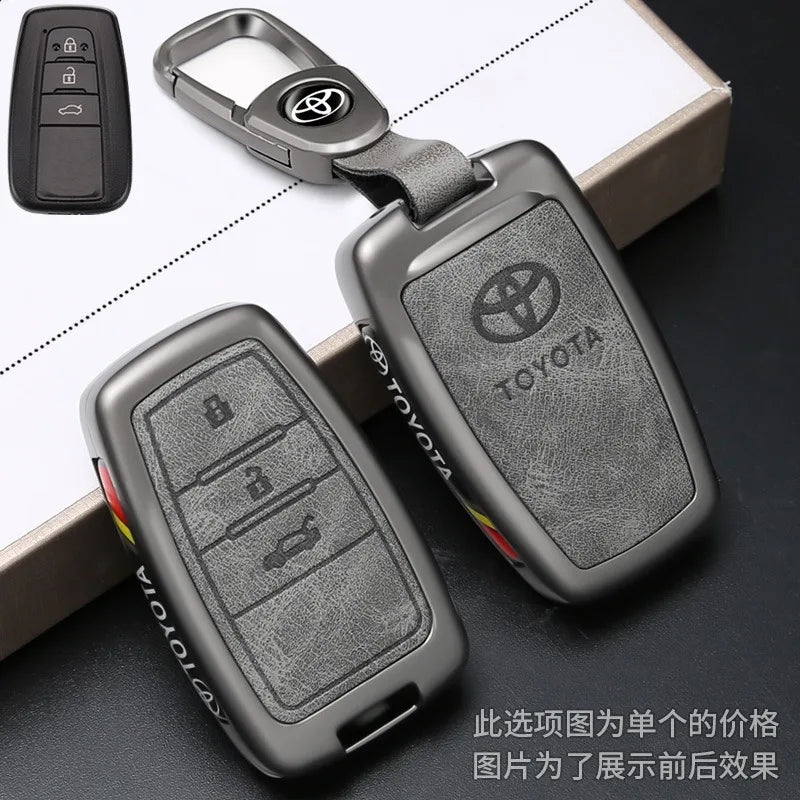 Car Key Case Cover Bag Shell For Toyota C-HR Prius RAV 4 Camry Corolla Land Cruiser 200 Prado Crown TLK 200 Yaris Cross Hilux