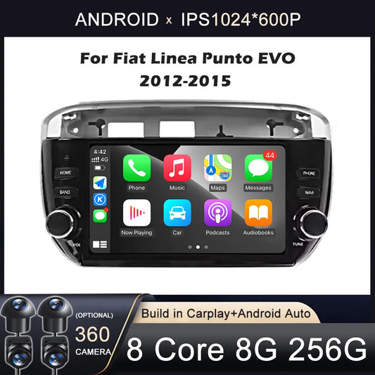 7" Android Car Stereo for Fiat Linea & Punto Evo (2012–2015) — CarPlay, Android Auto, GPS, 4G, Bluetooth 5.0