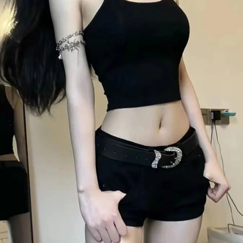European Style Denim Shorts for Women Low-waisted Ins Summer Hip-covering Sexy Hot Girls Solid All-match Streetwear Casual Y2k