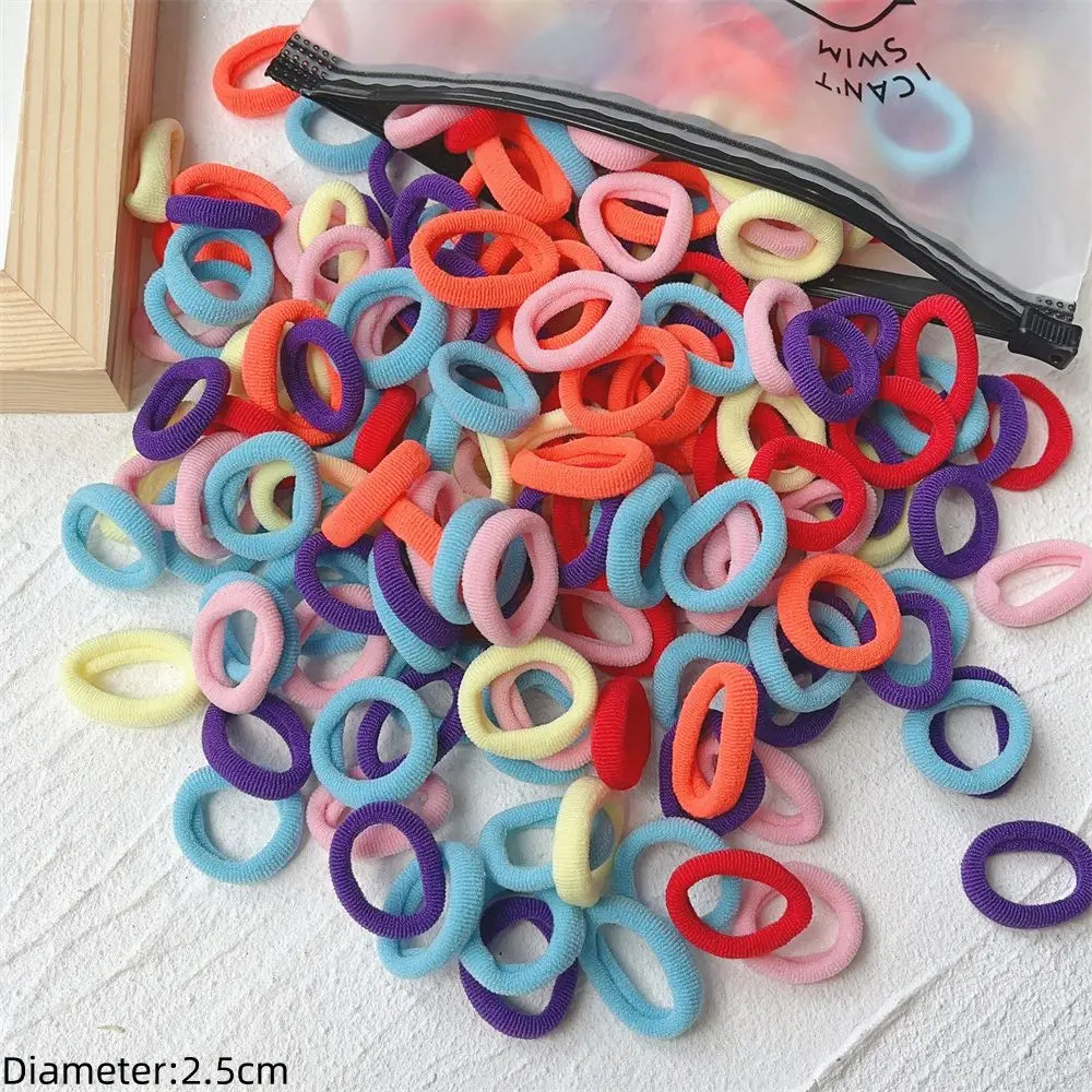 50pcs Black Elastic Hair Band Leagues Ties Colets Scrunchies Springs Gum Accessory For Girl Women No Damage Pigtails Holder Set