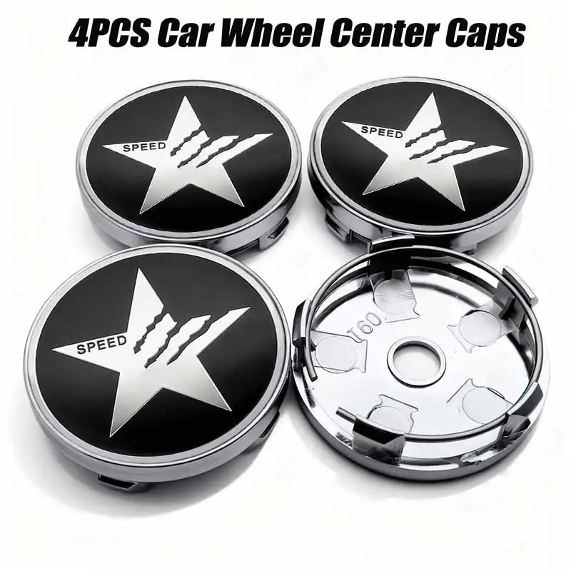4pcs 56MM 60MM Car Wheel Hub Center Caps Rim Cover SPEED Star Logo Badge Emblem Stickers Universal Car Styling Accessories