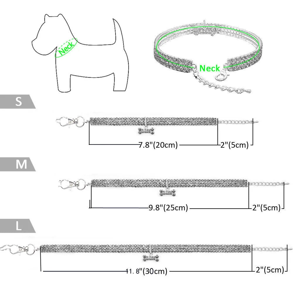 Cat Dog Collar Three Row Elastic Rhinestone Pet Collars Love Decoration Necklace Puppy Small Pet Cat Collar