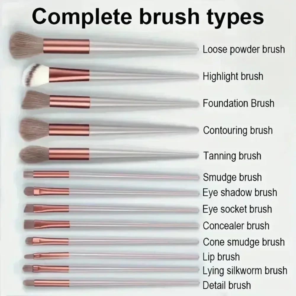 13-Piece Fluffy Makeup Brush Set for Face & Eyes