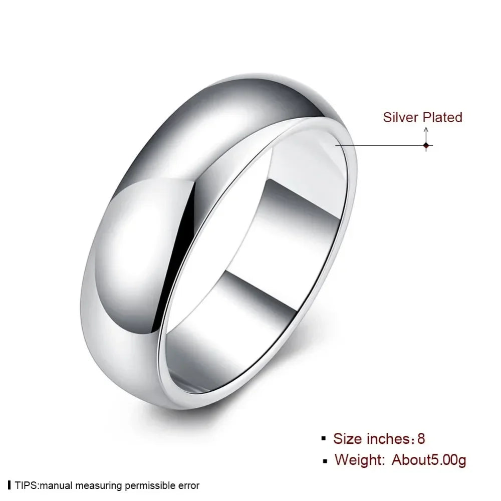 925 Sterling Silver Smooth Round Ring for Women - Sizes 5-11