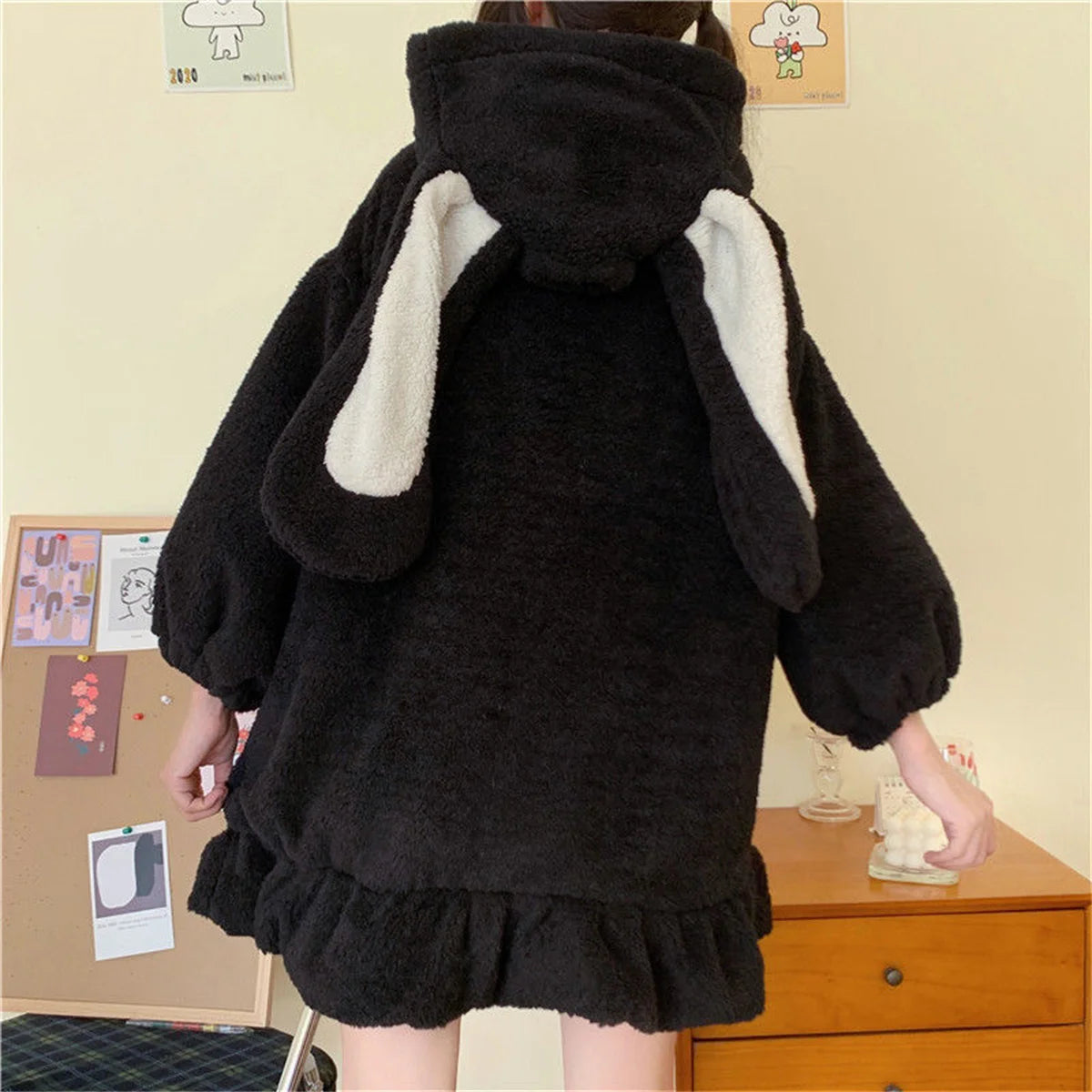 Women's Bunny Ear Zip-Up Hoodie - Cute Heavy Knit Sweatshirt - photo 6