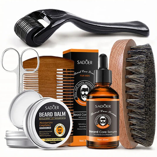 Men's 6-Piece Beard Care Set - Beard Oil, Balm & Trimming Tools