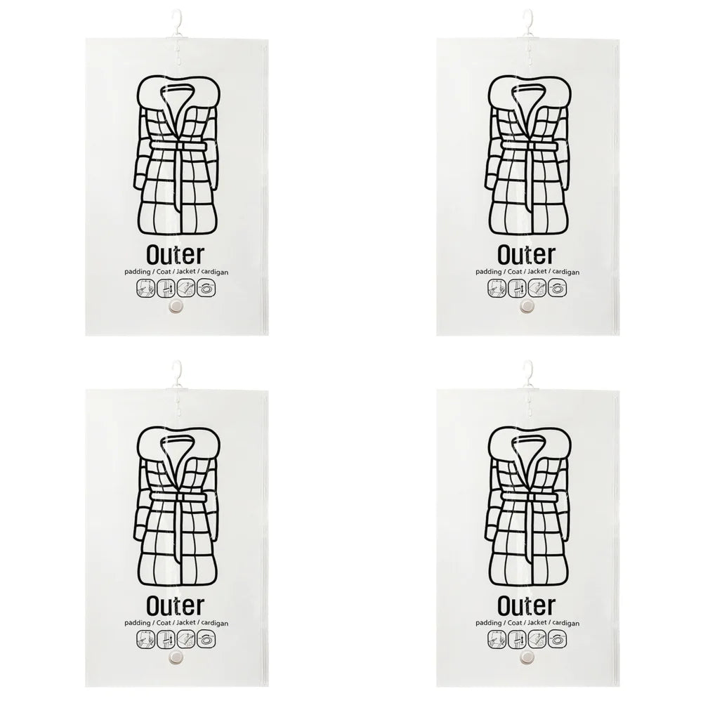 Hanging Vacuum Bag Clothes Organizer Bag Dustproof Clothes Vacuum Storage Bags Wardrobe Quilt Compression Empty Pump Bags
