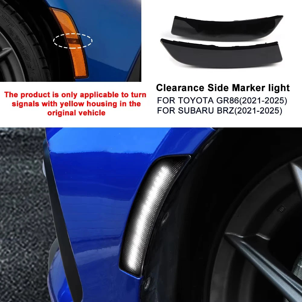 For USDM Subaru BRZ Toyota GR86 2021 2022 2023 2024 2025 LHD RHD Car Side Clearance Marker Light White Signal LED Indicator Lamp