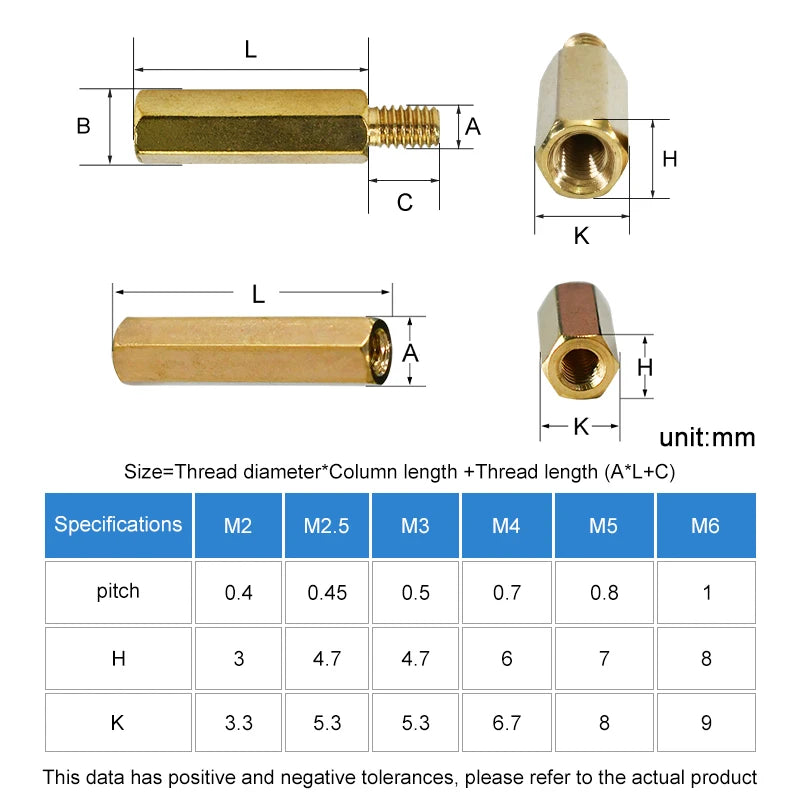 M3 Hex Brass Standoff with Brass Screw Nut Kit PCB Motherboard Standoff Spacer Screw Nut Thread Pillar Mount Male Female Spacer