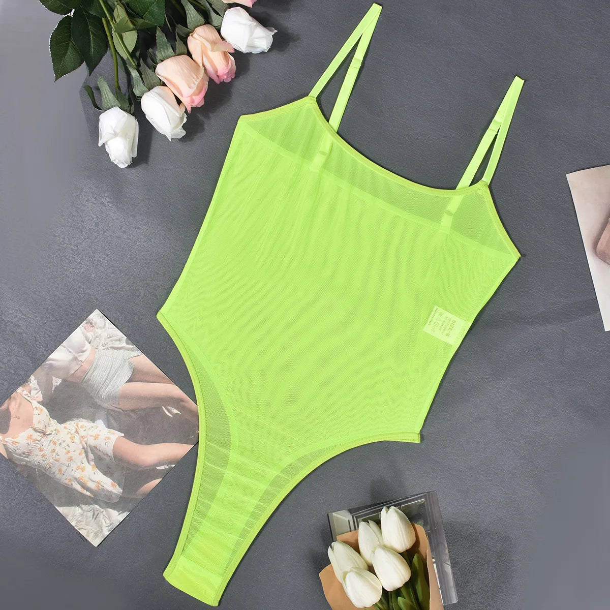 Women's sheer mesh fitted bodysuit — view 13 of 20