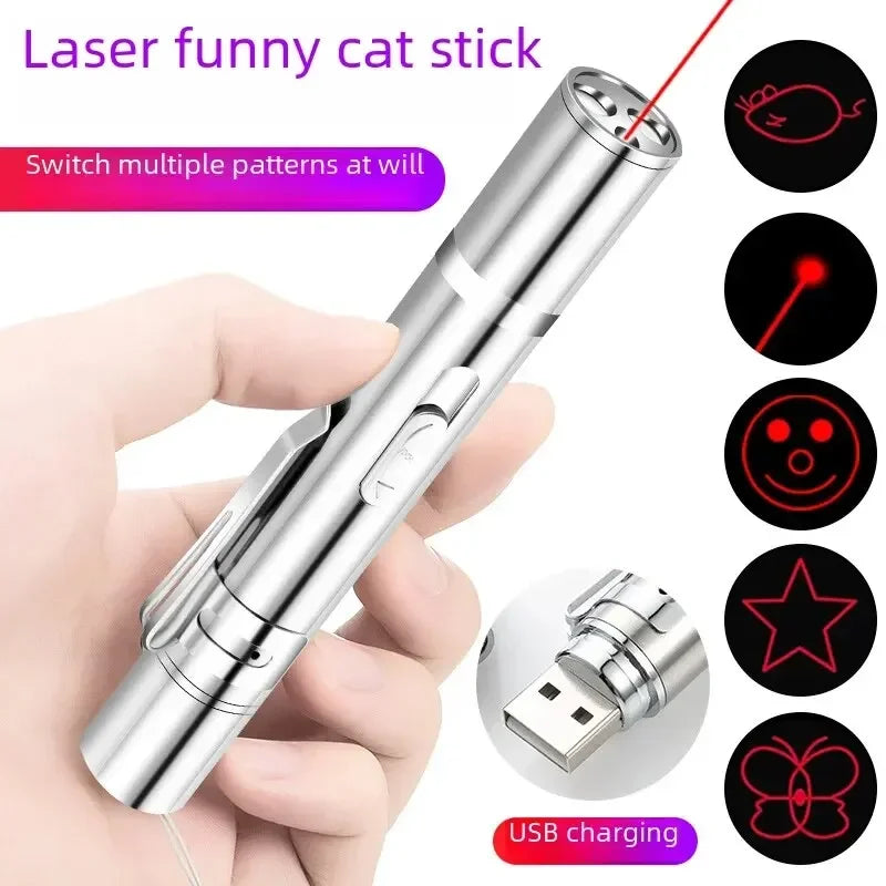 Multifunctional Upgraded USB Rechargeable Infrared Cat Toy, Laser Projection Interactive Cat Stick, Pet Toy Supplies