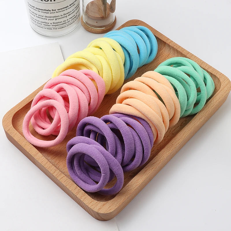 Everyday Gentle Hair Ties Set of 50, Breathable Fabric Hair Bands for Smooth Styling (Neutral Colors)