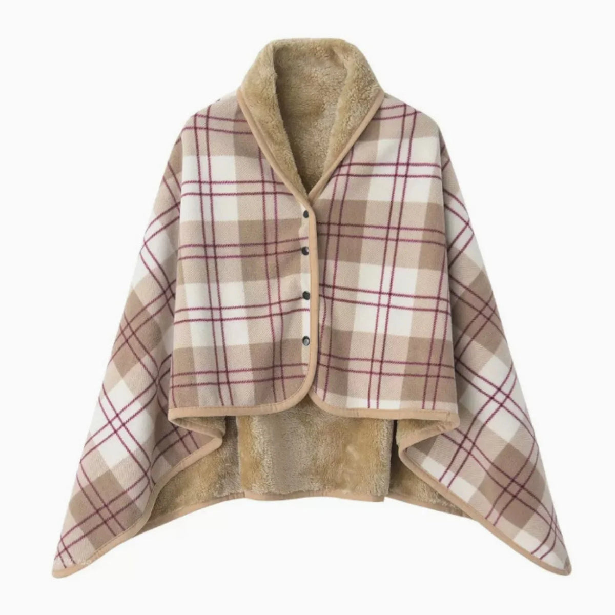 Plaid Fleece Wearable Blanket - Button Poncho Lap Throw - photo 7