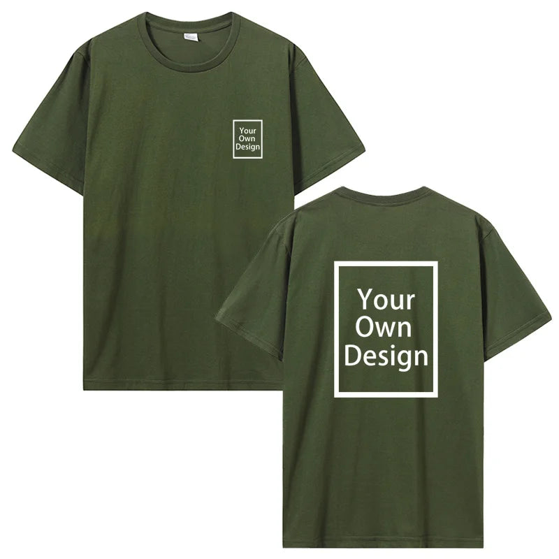 Custom Cotton Customized Print Short Sleeve T Shirt Men Women Tops Tees DIY Your Like Photo Or Logo Cotton T-shirt Men Clothing
