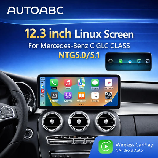 12.3" Wireless CarPlay & Android Auto Display Screen, Compatible with Mercedes-Benz W205 X253 GLC C Class