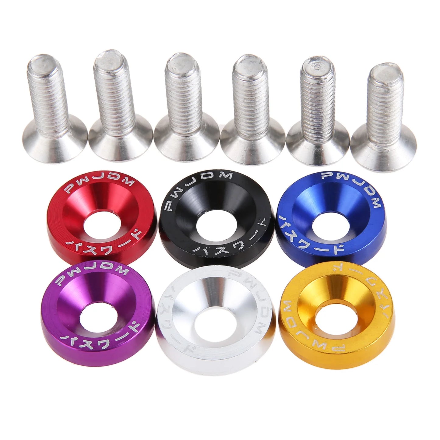 M6 Anodized Aluminum Fender Screw Washers Bolts for Automobile Fender Headlight Bumper Car Modified Fasteners Aluminum