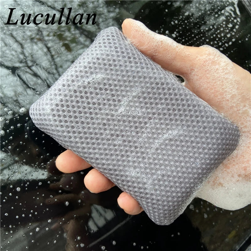 Lucullan 3 Color Microfiber Bug Sponge For Car Washing Ultra Soft Mesh Sponges to Clean Glass Paint Dirty
