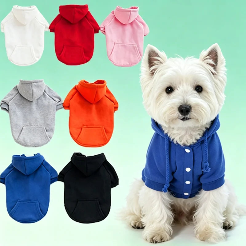 Solid Color Dog Hoodie with Pocket - Sporty Pullover