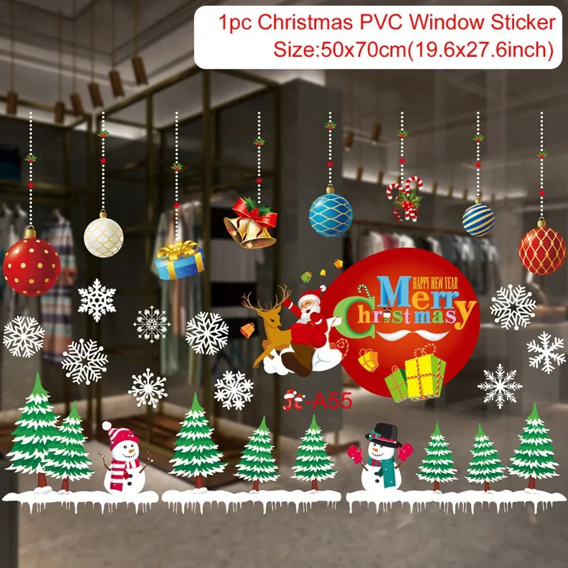 Christmas Wall Window Stickers Marry Christmas Decoration For Home 2026 Christmas Ornaments Xmas Navidad Gift New Year 2026
