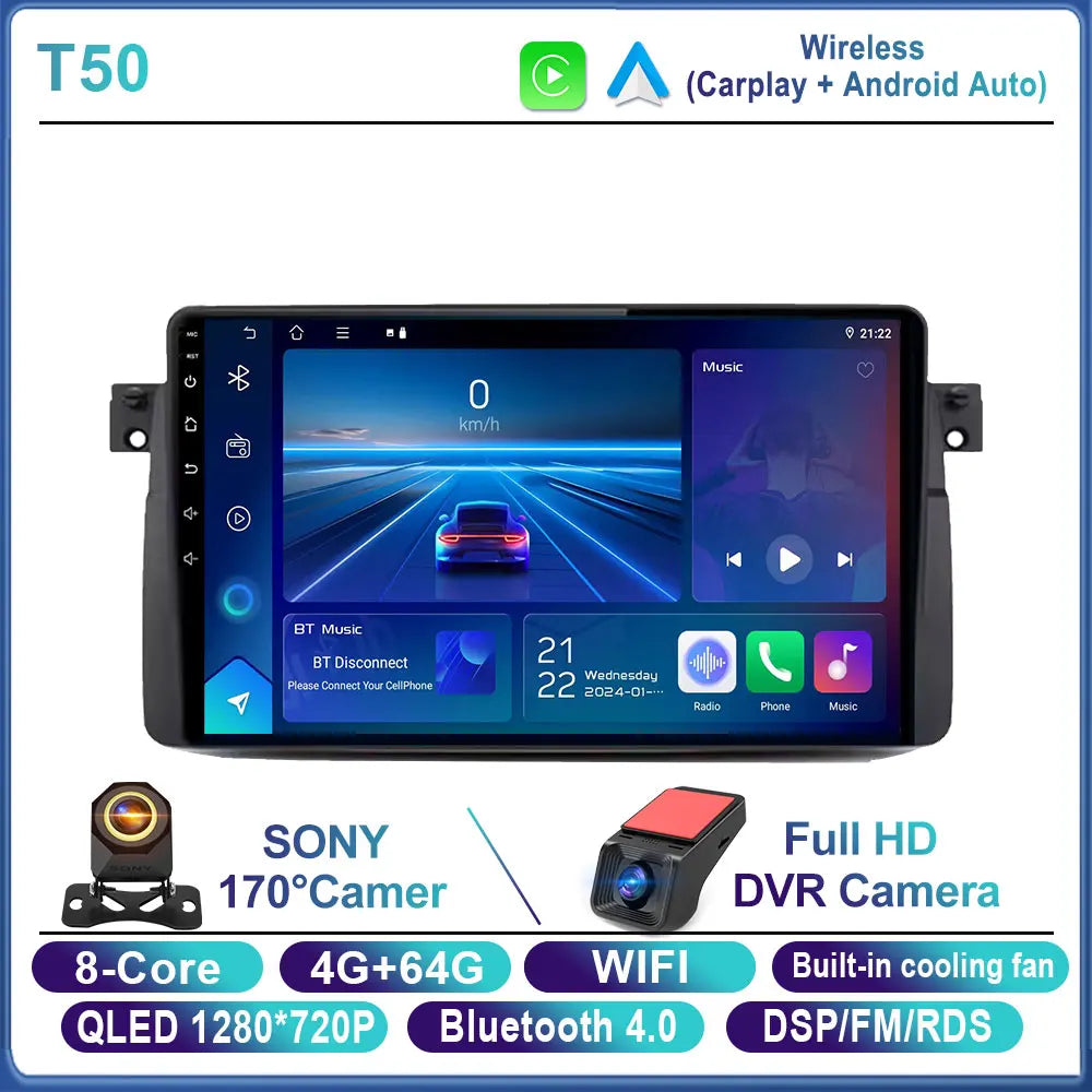Android 16 Car Radio For BMW E46 M3 X5 1998-2006 Multimedia Video Player GPS 4G Carplay Auto Stereo RDS DSP DVD Head Unit WIFI