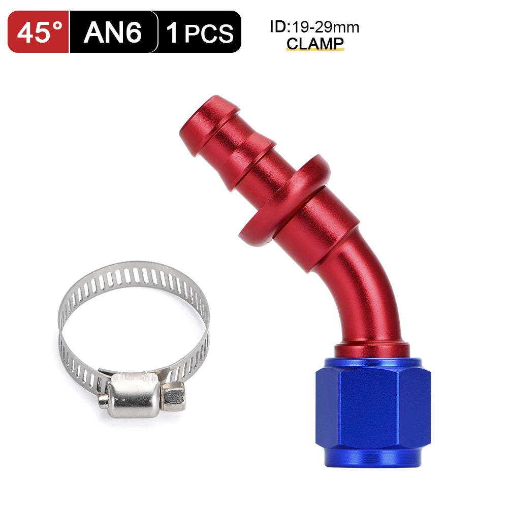 Universal AN6 AN8 AN10 Push-on Hose End Fittings Fuel Oil Cooler Hose Fitting 0 45 90 180 Degree Reusable Connection Adapter