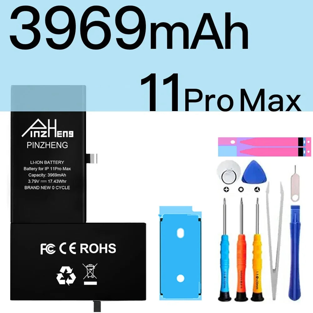 PINZHENG High Capacity Replacement Battery for iPhone X, XR, XS, 11, 12, 13 Mini Max Pro – 1-Year Warranty
