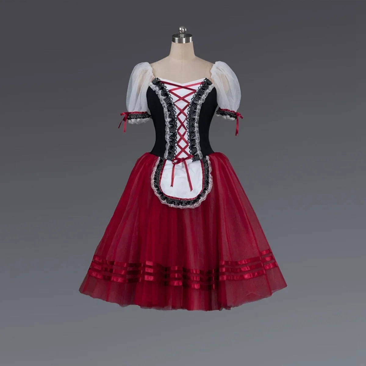 Red Giselle long ballet tutu dress style 2