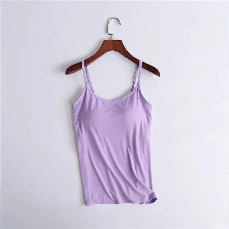 Women's Cami Bra Tank Top – Built-In Padded Bra Camisole | Wireless, Breathable & Seamless | S-6XL